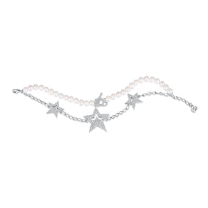 Starry Night Crystal and Pearl Double Chain Bracelet - LEDAIR